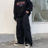 Baggy Black Cargo Pants for Men Khaki Cargo Trousers Male Vintage Loose Casual Autumn Japanese Streetwear Hip Hop Retro aidase-shop