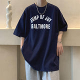 New Short Sleeve T-shirt Man Trend Letter Graphic Printed Tops Crew Neck Oversized Cotton Tees Male T Shirt aidase-shop
