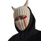 Aidase  Halloween Funny Horns Knitted Hat Beanies Warm Full Face Cover Ski Mask Hat Windproof Balaclava Hat for Outdoor Sport aidase-shop