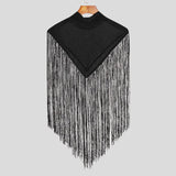 Fashion Irregular Tank Tops Men Vests Tassel Patchwork Turtleneck Sleeveless Streetwear Casual Sexy Cloak Ponchos aidase-shop