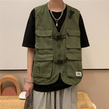 EBAIHUI Men Tooling Vest Men Streetwear Cargo Vest Hip Hop Sleeveless Jacket Gilet Military Multi-Pocket Outdoors Coat Fashion aidase-shop