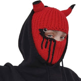 Aidase  Halloween Funny Horns Knitted Hat Beanies Warm Full Face Cover Ski Mask Hat Windproof Balaclava Hat for Outdoor Sport aidase-shop