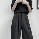 Aidase Harajuku Fashion Men's Pants Casual Wide leg Oversize Pants With Belt Korean Style Streetwear Trousers For Men Soild Color White aidase-shop