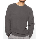 Fashion Loose Knitted Tops Men Oversized Long Sleeve O Neck Sweater Tee Streetwear Mens Clothes Casual Solid Color Knit Sweaters aidase-shop
