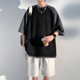 Summer New Baggy Short Sleeved Suede Men's T-shirt  Versatile Color Matching Casual Tshirt Tops Male Trend Y2k Tees aidase-shop