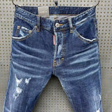 Aidase  Men Ripped Skinny Denim Jeans Luxury Brand Dsq2 Street Wear Fit Jeans Pants Quality Men Holes Stretch Denim Pants Casual Jeans aidase-shop