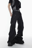 New Trendy Pleated Patchwork Men's Suit Pants Metal Button Fashion Personalized Wide Leg Trousers High Street aidase-shop
