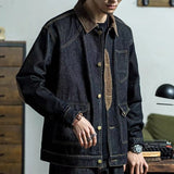Vintage Denim Jackets Men Retro Cargo Jacket Coats Outerwear Coat for Men Distressed Streetwear Japanese Patchwork aidase-shop