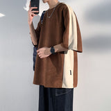 Japanese Style Trend Baggy Patchwork Short Sleeve Men's  Summer New Tshirt Casual Tops Male Harajuku Round Neck Tees aidase-shop