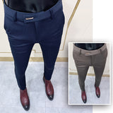 Aidase New Striped Suit Pants  Men Elegant Skinny Fit Office Pant Men Trousers Pant For Man Business Slim Fit Dress Ankle Trousers aidase-shop