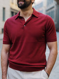 Summer Short Sleeve Knitted Solid Polo Shirts Men Fashion Zippers Turn-down Collar Pullover Tops Casual Mens Clothes Slim Polos aidase-shop
