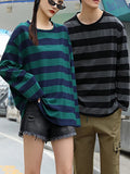 Aidase Harajuku Striped Shirt Streetwear Couple Oversized Striped Blouse Woman Casual Long Sleeve Gothic Grunge T-Shirt Tee Tops aidase-shop