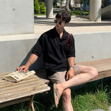 Summer Short-sleeved Shirt Men Fashion Social Mens Dress Shirt Korean 3-color Loose Pullover Shirts Mens Polo Shirt M-2XL aidase-shop