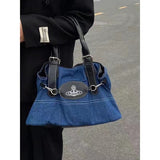 Aidase  Mens  Women's Vintage Denim Bag Cool Shoulder Bag Y2k Messenger Bag Handbag Coin Purse High Capacity Cute Side Bag Commuter Bag aidase-shop