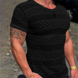 Aidase T Shirt Men Lace Hollow Out Short Sleeve Shirts Summer Mens Clothing Best Seller Men's Casual Round Neck Slim Fit Tshirt Tops aidase-shop