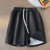 Summer New Basic Solid Straight Split Shorts Korean Vesion Trend Loose Casual Short Pants Unisex Streetwear Elastic Waist aidase-shop