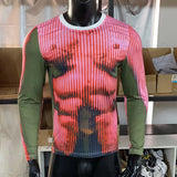 Men's New Tight Long-sleeved Sexy Top Streetwear Men's Stripe-Print O-Neck  Stretch T-shirt for Boys Graphic T Shirts aidase-shop