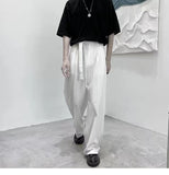 Aidase Harajuku Fashion Men's Pants Casual Wide leg Oversize Pants With Belt Korean Style Streetwear Trousers For Men Soild Color White aidase-shop