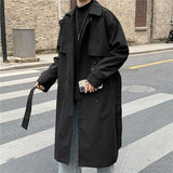 Aidase Men Design Pockets Solid Double Breasted Oversize Leisure Teens Long Coats Sashes Stylish Outwear Hombre Korean Style BF aidase-shop