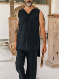 Spring Summer Sleeveless Casual Vest Shirt Men Fashion Hoodie Tank Top Vintage Solid Buttoned Vest Pullover Mens Streetwear aidase-shop