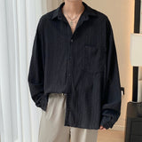 Shirts for men Apricot Handsome Lapel Men Blouse Vacation Hollow Out Sexy Fashion Men Clothing Male Mesh Long-sleeved Shirts aidase-shop