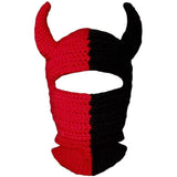 Aidase  Halloween Funny Horns Knitted Hat Beanies Warm Full Face Cover Ski Mask Hat Windproof Balaclava Hat for Outdoor Sport aidase-shop