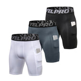 3 Pcs Compression Running Shorts Men  with Phone Pocket Quick Dry Short Leggings Gym Fitness Sports Short Tights Male Underwear aidase-shop