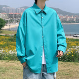 New Long Sleeve Shirt Man Loose Single Breasted Outdoor Large Size Cool Solid M-5x Blouse Korean Button Sleeved Shirts aidase-shop
