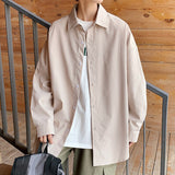 New Long Sleeve Shirt Man Loose Single Breasted Outdoor Large Size Cool Solid M-5x Blouse Korean Button Sleeved Shirts aidase-shop