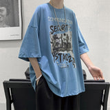 Summer New American Printed T-shirt Short Sleeve Men Baggy Oversized Cotton Tops Round Neck Trends Fitness Tees aidase-shop