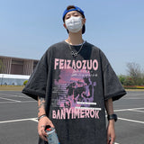 American Letter Hip Hop Printing Men T-shirt Short Sleeve Loose Oversized Trend Casual Tops Tshirt Male Streetwear Cotton Tees aidase-shop