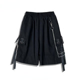 Techwear Men's Shorts Set Tank Top Men Cargo Punk Rave Vest Male Shirt Streetwear Hip Hop Hippie Men Clothing Pockets aidase-shop