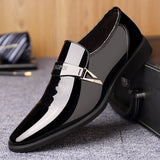 Men Dress Leather Shoes Slip on Patent Leather Mens Casual Oxford Shoe Moccasin Glitter Male Footwear Pointed Toe Shoes for Men aidase-shop