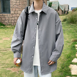 New Long Sleeve Shirt Man Loose Single Breasted Outdoor Large Size Cool Solid M-5x Blouse Korean Button Sleeved Shirts aidase-shop