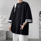 Summer Short-sleeved T-shirt Men Fashion Casual Oversized T Shirt Men Streetwear Hip-hop Loose O-neck Tshirt Mens Top S-2XL - black / S