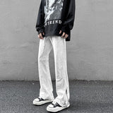 High Street Straight Black Men's Jeans America y2k Fashion Design Hip Hop Male Denim Pants Zipper Casual Trousers aidase-shop