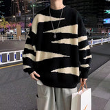 Aidase  Sweater Pullovers Men College Couples Patchwork Design Fashion Casual Spring New Soft Loose Korean Style Ins All-match Vintage aidase-shop
