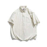 Summer Japanese Thin Striped Short Sleeved Shirt Men's Fashion Brand 2023 Loose Casual Couple Student All-match Vintage Shirt aidase-shop