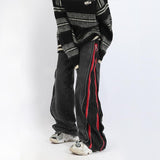 Harajuku Hip Hop Zipper Washed Old Loose Jeans Men New Fashion Casual Punk Oversized Wide Leg Micro Flared Trousers Streetwear