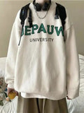 Japanese new style round neck sweater men's handsome lazy style loose couple warm clothes long-sleeved letter sweater aidase-shop