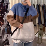 Aidase  Winter Mens Oversized Sweater Patchwork Korean Fashion Harajuku Casual Couple Pullovers Round Neck Long Sleeve Sweater Men aidase-shop