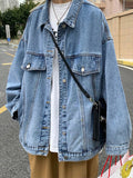 Denim Jacket Men's High Street Hip-hop Trainer Jacket Autumn Trend Streetwear All-match Preppy Oversize Punk Jeans Coat aidase-shop