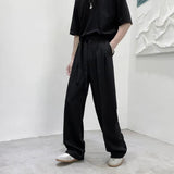 Aidase Harajuku Fashion Men's Pants Casual Wide leg Oversize Pants With Belt Korean Style Streetwear Trousers For Men Soild Color White aidase-shop