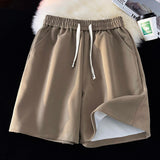 Summer New Basic Solid Straight Split Shorts Korean Vesion Trend Loose Casual Short Pants Unisex Streetwear Elastic Waist aidase-shop