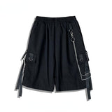 Techwear Men's Shorts Set Tank Top Men Cargo Punk Rave Vest Male Shirt Streetwear Hip Hop Hippie Men Clothing Pockets aidase-shop