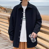 New Long Sleeve Shirt Man Loose Single Breasted Outdoor Large Size Cool Solid M-5x Blouse Korean Button Sleeved Shirts aidase-shop
