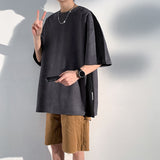 Japanese Style Trend Baggy Patchwork Short Sleeve Men's  Summer New Tshirt Casual Tops Male Harajuku Round Neck Tees aidase-shop