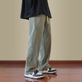 Vintage Drawstring Men Jeans High Street Fashion Design Straight Denim Pants Hip Hop Male Casual Trousers aidase-shop