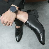 New Brown Derby Shoes for Men Pointed Toe Lace-up Black Men's Formal Shoes Handmade Business Size 38-46 aidase-shop