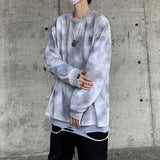Tie Dyed Long Sleeve Men's T-shirt Oversized Harajuku Round Neck Pullovers For Male Casual Korean Basic Unisex Clothing aidase-shop